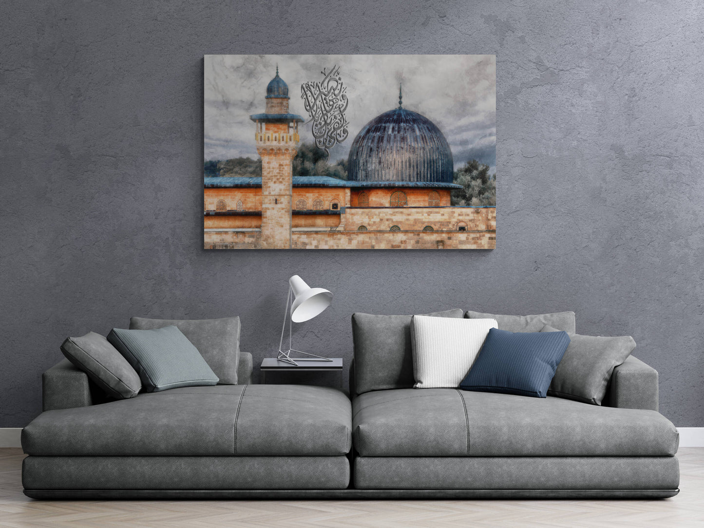 Palestinian Artistry: Al Aqsa Mosque 'Indeed Allah is Sufficient' Islamic Art Print on Canvas