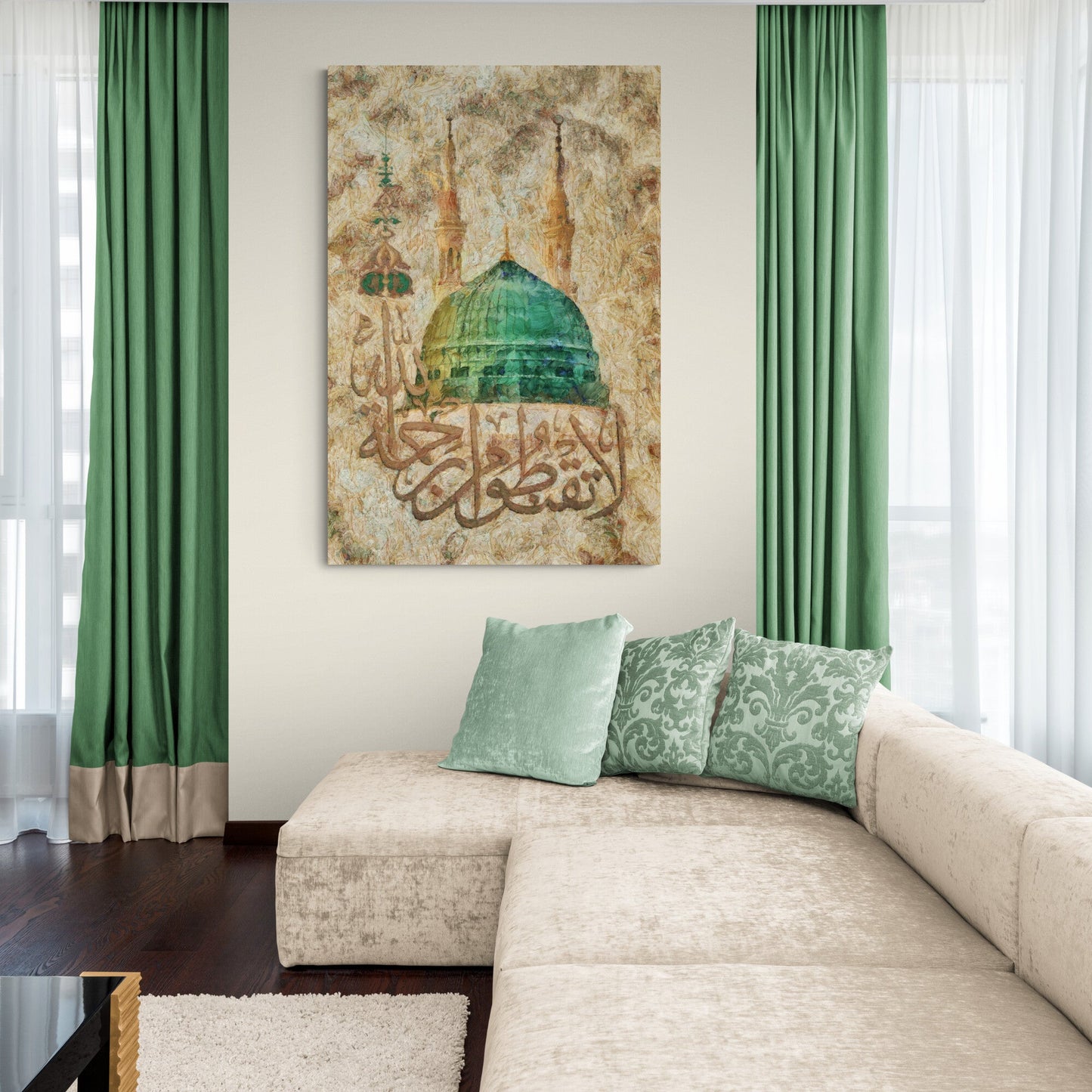 Islamic Wall Art-Masjid un Nabawi-Digitally Painted-Thuluth-Giclée Fine Art Print