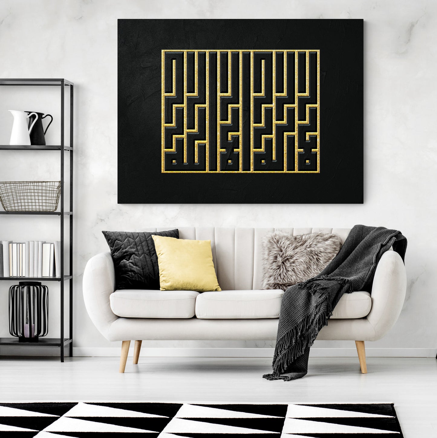 Kalima tus Shahada-Modern Islamic Wall Art-Square Kufi-Giclée Fine Art Print
