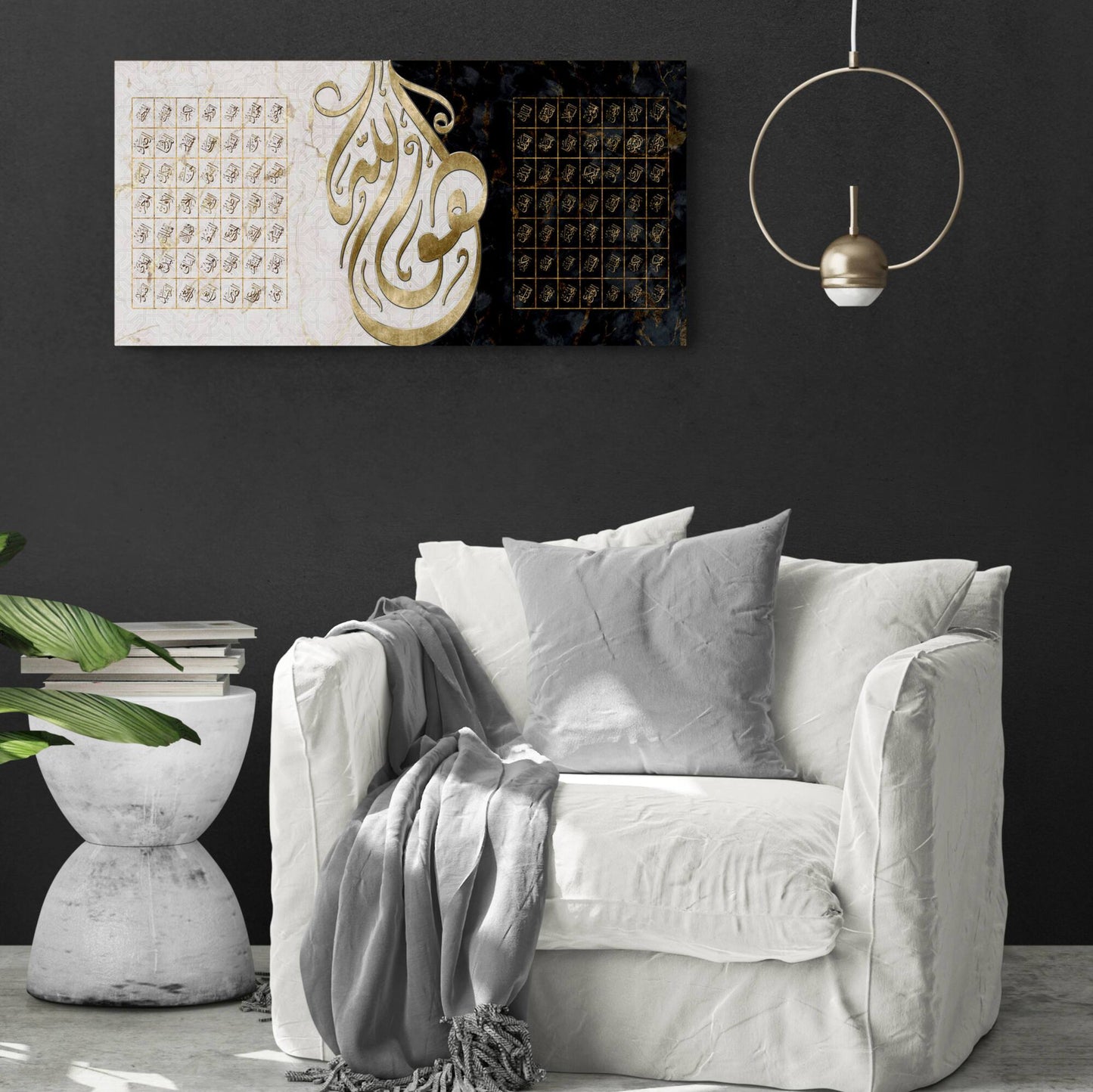 ASMAULLAH-ASMAULHUSNA-99 Glorious Names of Allah-Modern Islamic Wall Art- Diwani Thuluth-Giclée Fine Art Print - Arab Canvas
