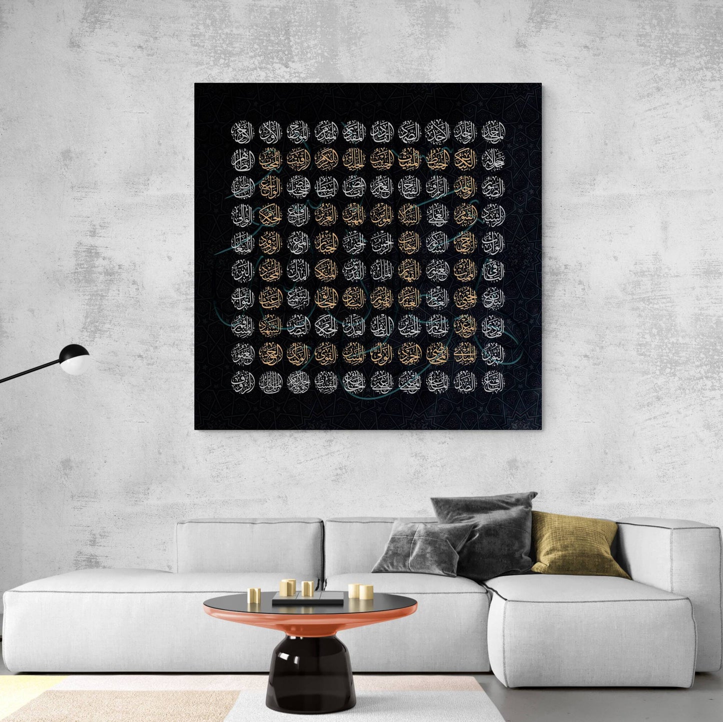 Asmaullah il Husna-99 Names of Allah-Modern Elegant Islamic Artwork-Thuluth-Giclée Fine Art Print - Arab Canvas