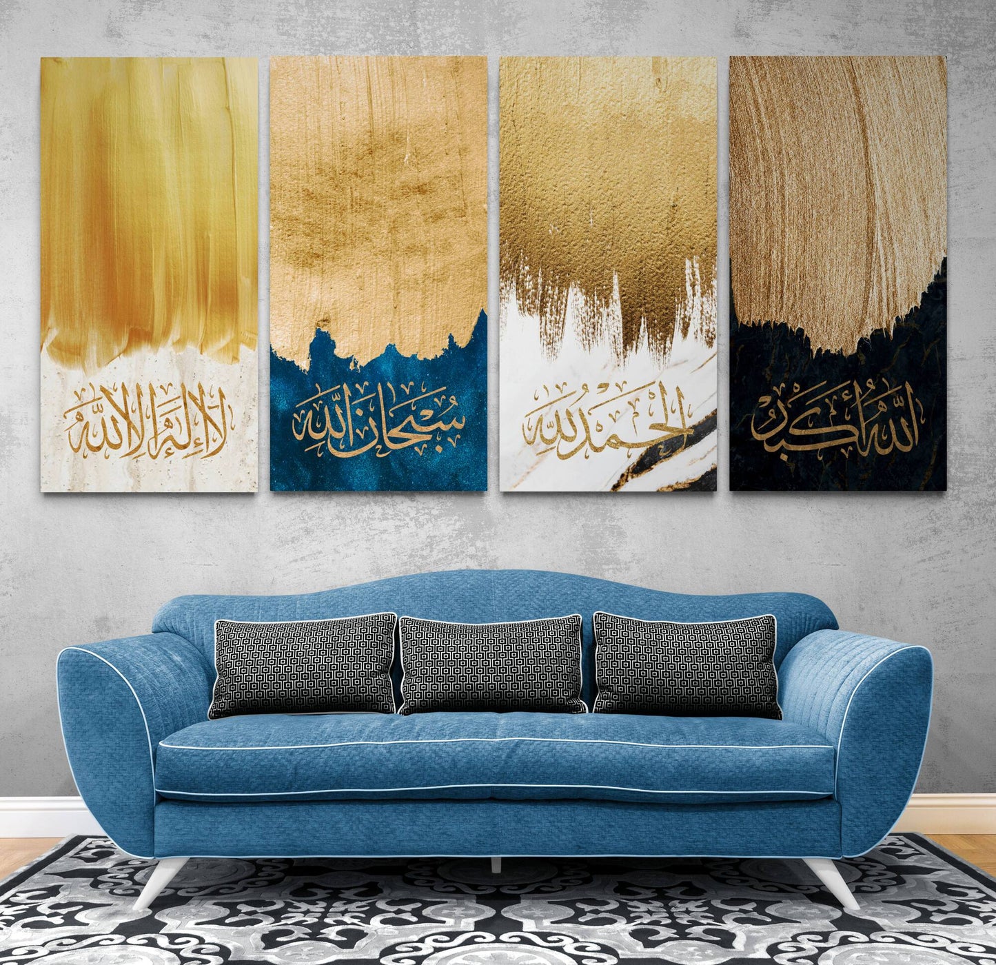 Dhikr(Zikr)-Allahuakbar, Alhamdulillah, Subhanallah,Lailaha illa Allah-Abstract Islamic Wall Art-Thuluth-Giclée Fine Art Print - Arab Canvas