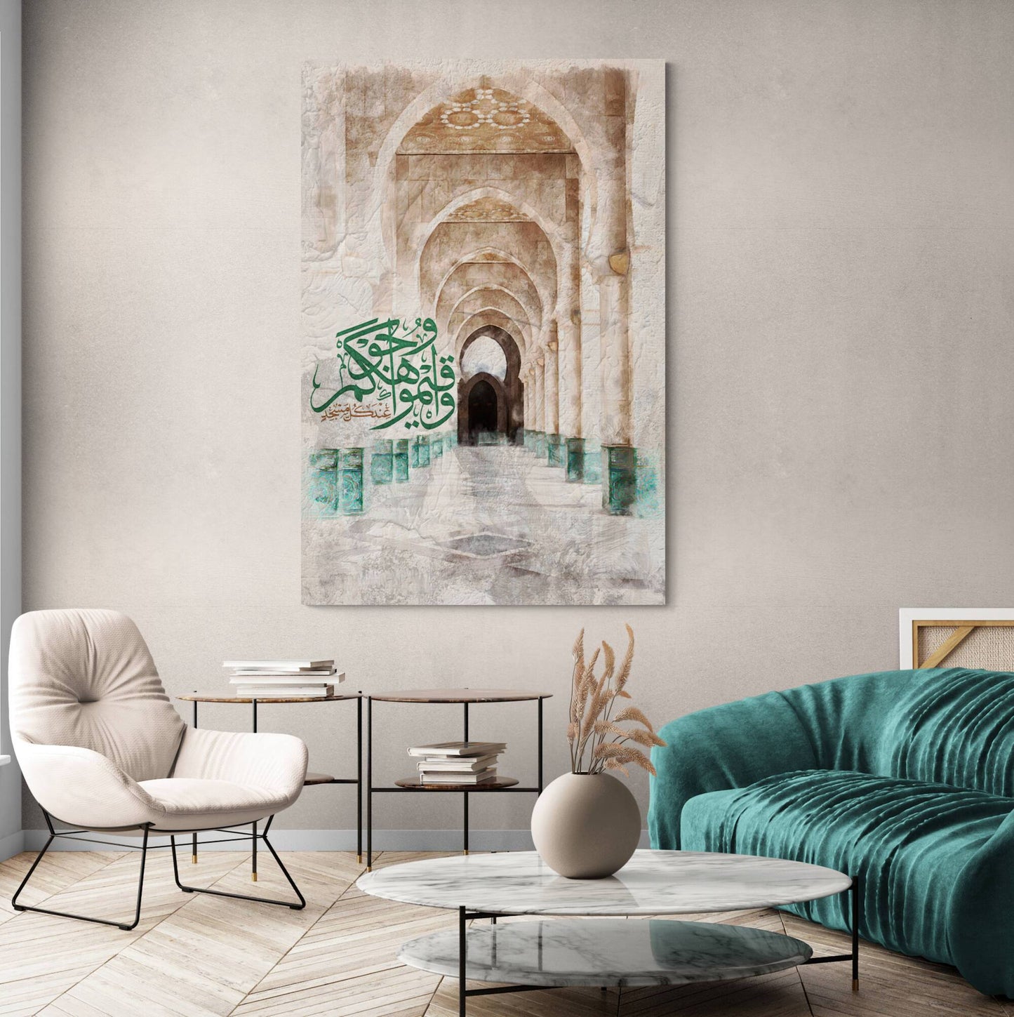 Hasan Mosque-Morocco-Islamic Wall Art-Thuluth-Giclée Fine Art Print - Arab Canvas