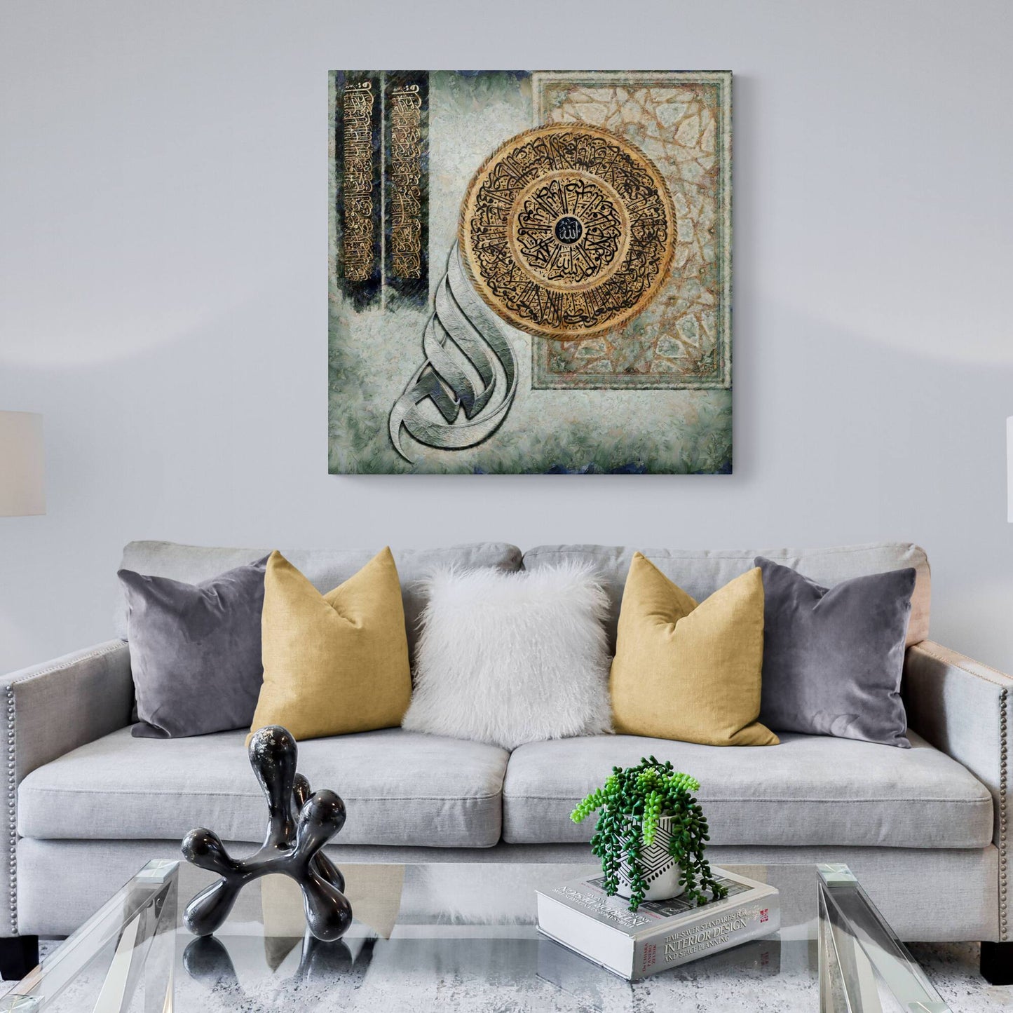 Islamic Wall Art-Ayatul Kursi-Quls-Ikhlaas-Falaq-Naas-Giclée Fine Art Print - Arab Canvas