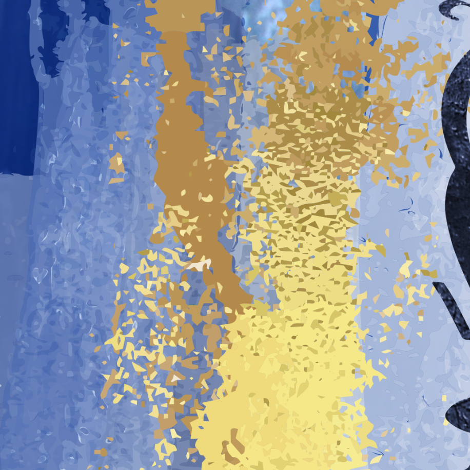 4 Quls-Modern ISLAMIC HOME DÉCOR-Blue Gold White and Gray-Thuluth-Giclée Fine Art Print