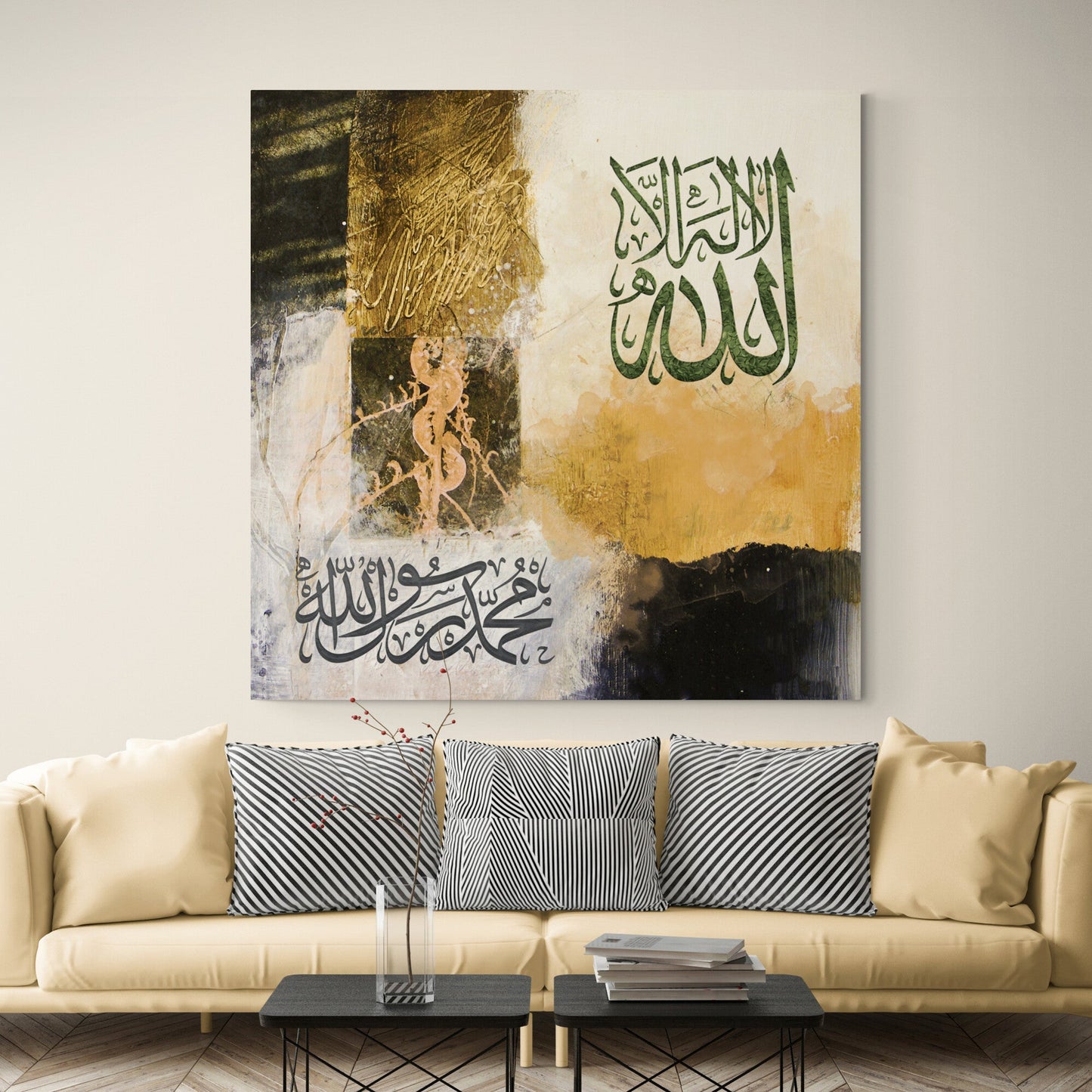 ISLAMIC HOME DÉCOR-First Kalima-Kalima tus Shahadah-Islamic Calligraphy Thuluth-Giclée Fine Art Print