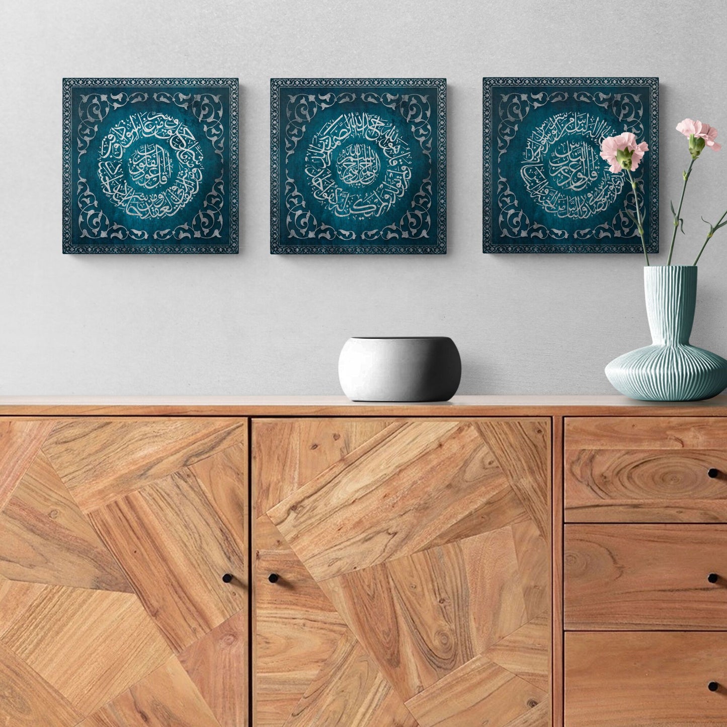 ISLAMIC WALL ART - 3 Quls - Naas Falaq Ikhlaas - Islamic Calligraphy Thuluth - Giclée Fine Art Print