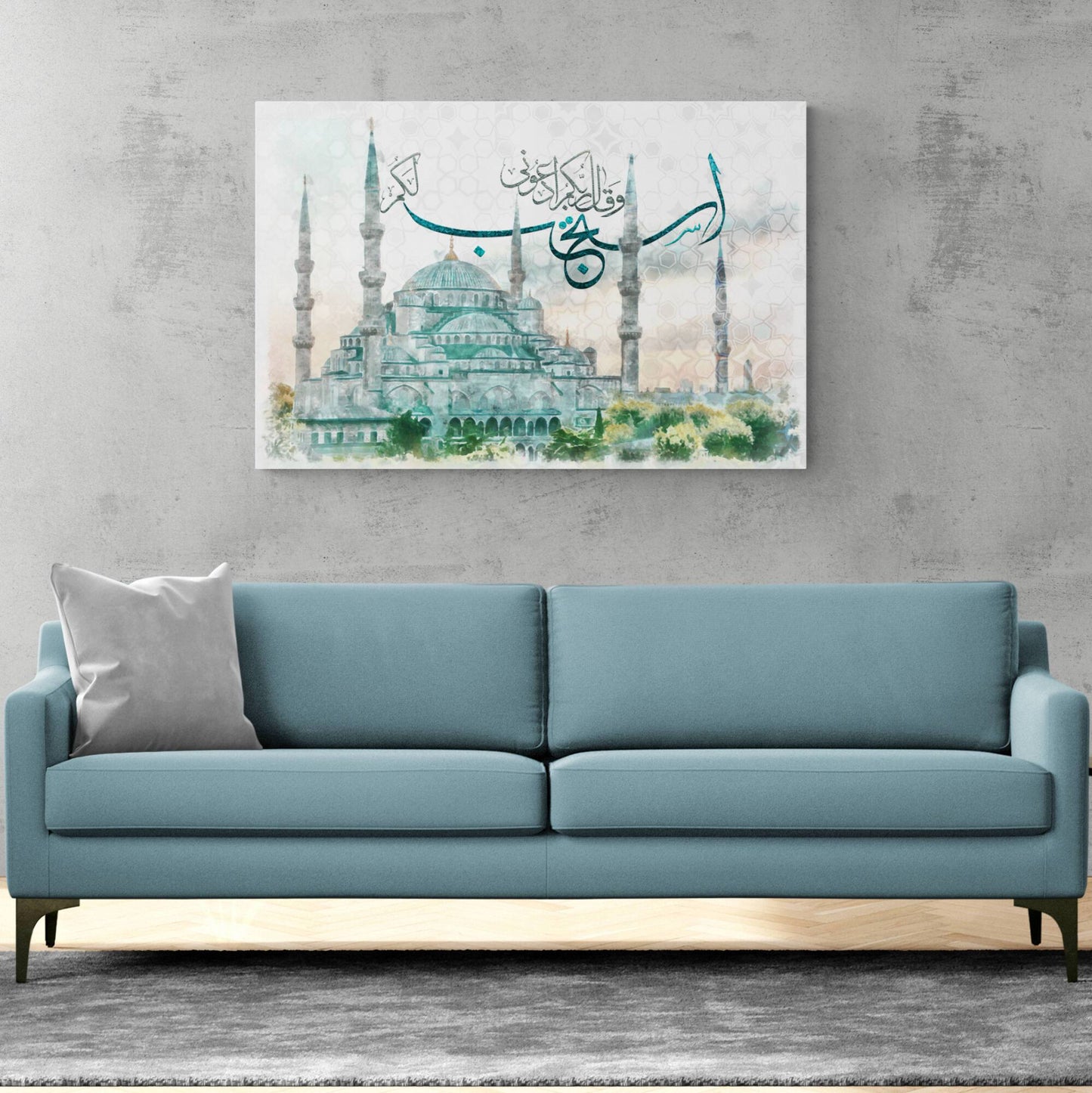 Blue Mosque-Modern Islamic Art-Thuluth-Giclée Fine Art Print - Arab Canvas