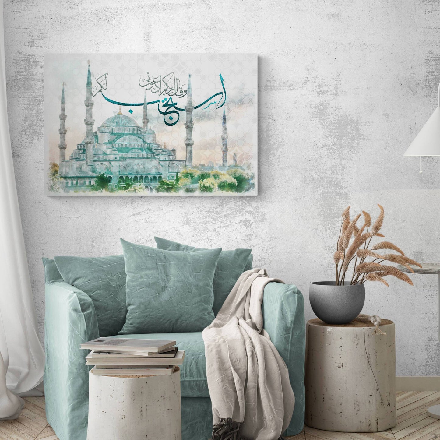 Blue Mosque-Modern Islamic Art-Thuluth-Giclée Fine Art Print - Arab Canvas