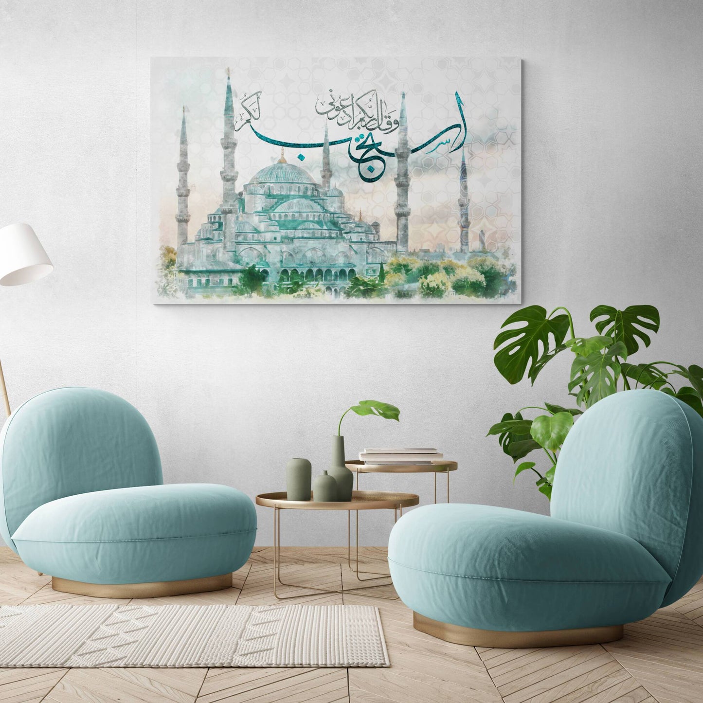 Blue Mosque-Modern Islamic Art-Thuluth-Giclée Fine Art Print - Arab Canvas