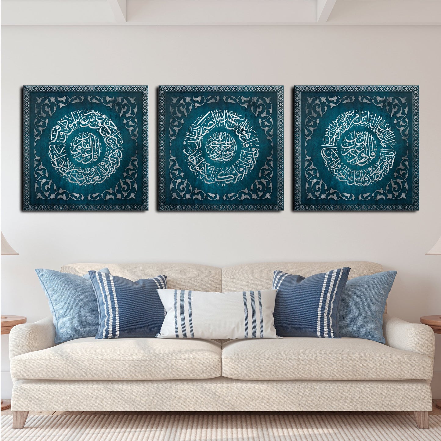 ISLAMIC WALL ART - 3 Quls - Naas Falaq Ikhlaas - Islamic Calligraphy Thuluth - Giclée Fine Art Print - arabcanvasstore