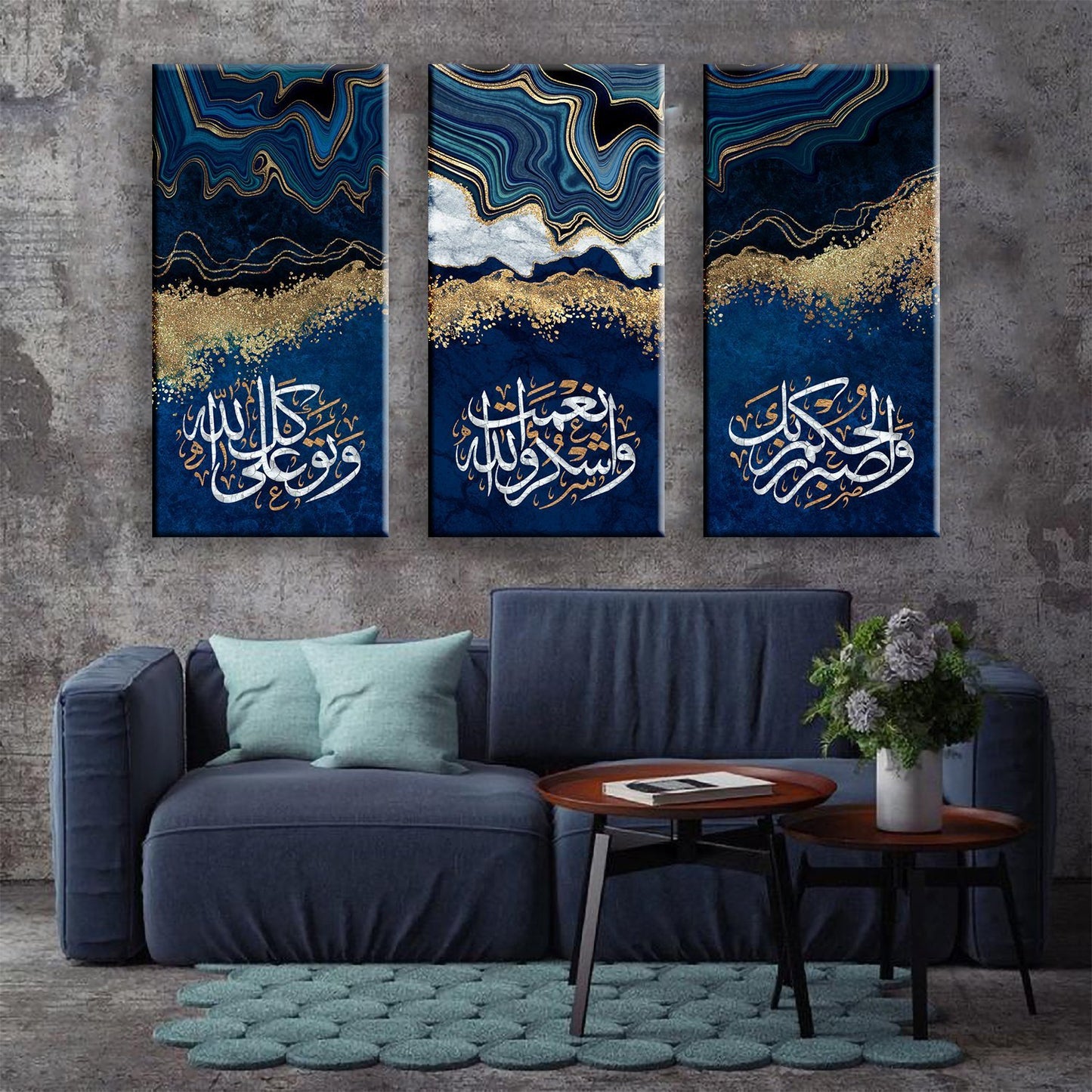 Islamic Wall Art-Sabr(Patience) Shukr(Gratitude) Tawakkul(Trust)-Thuluth-Giclée Fine Art Print - arabcanvasstore