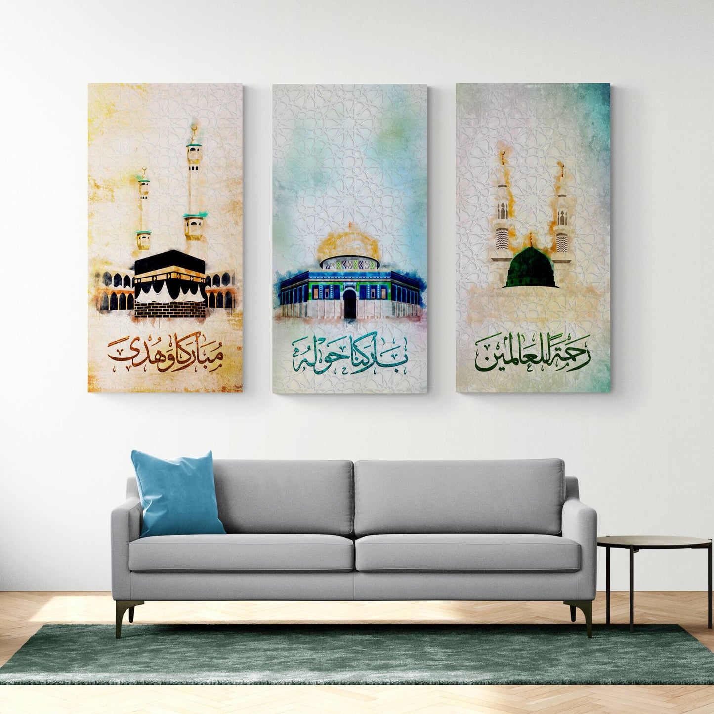 Kaaba-Nabawi-Aqsa-Islamic Wall Art-Thuluth-Giclée Fine Art Print - Arab Canvas