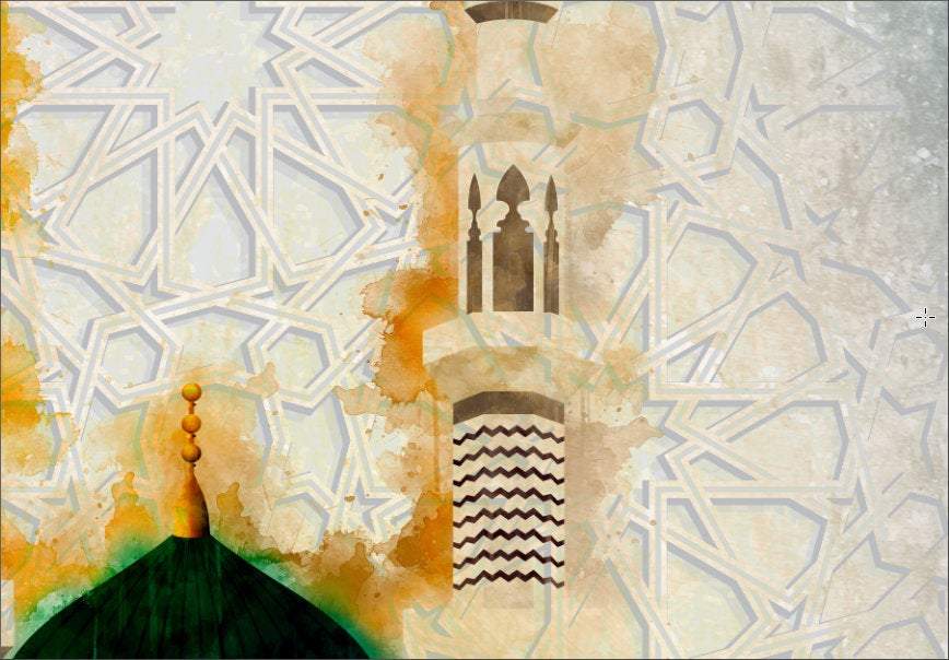 Kaaba-Nabawi-Aqsa-Islamic Wall Art-Thuluth-Giclée Fine Art Print - arabcanvasstore