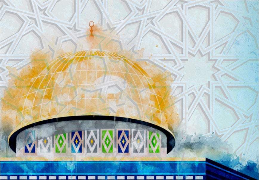 Kaaba-Nabawi-Aqsa-Islamic Wall Art-Thuluth-Giclée Fine Art Print - arabcanvasstore